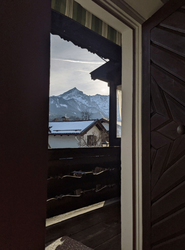 Snowy peak visible from the room
